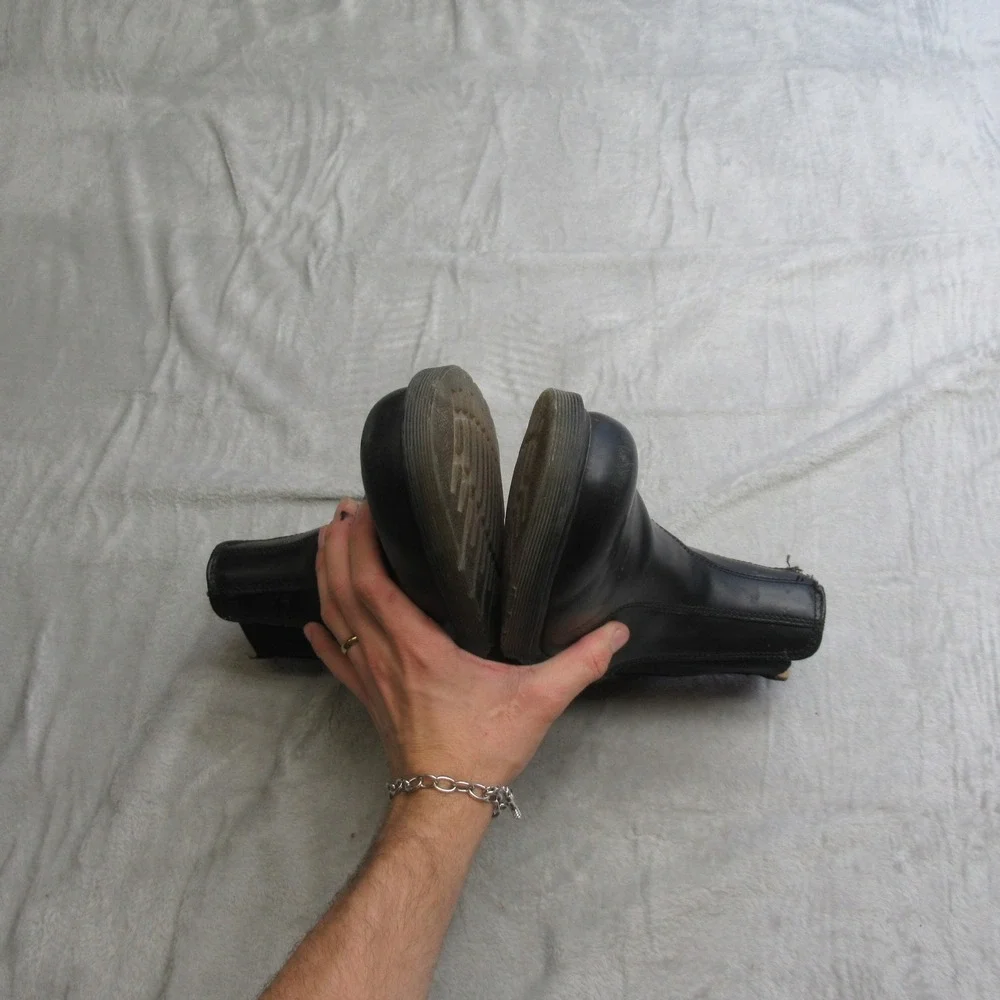 Dr Martens Mens 7 Chelsea Boots‎ Black Leather Elastic Side Chunky Heel Combat